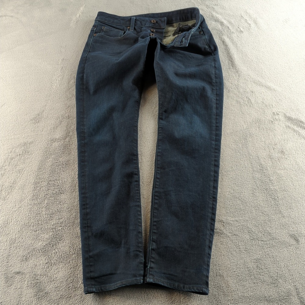 G Star Raw 3301 Jeans Mens 32x32 Blue Dark Wash Slim Stretch Button‎ Fly Grunge